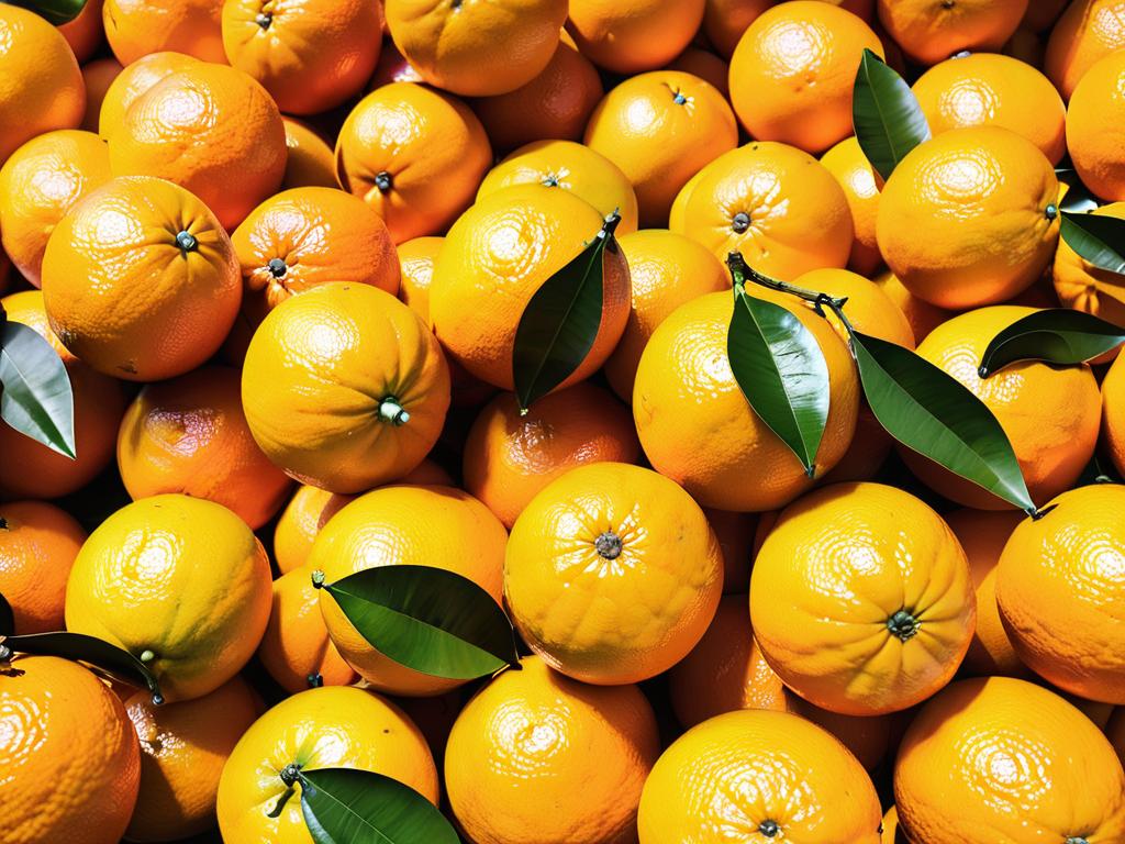 Спелые апельсины только что собранные