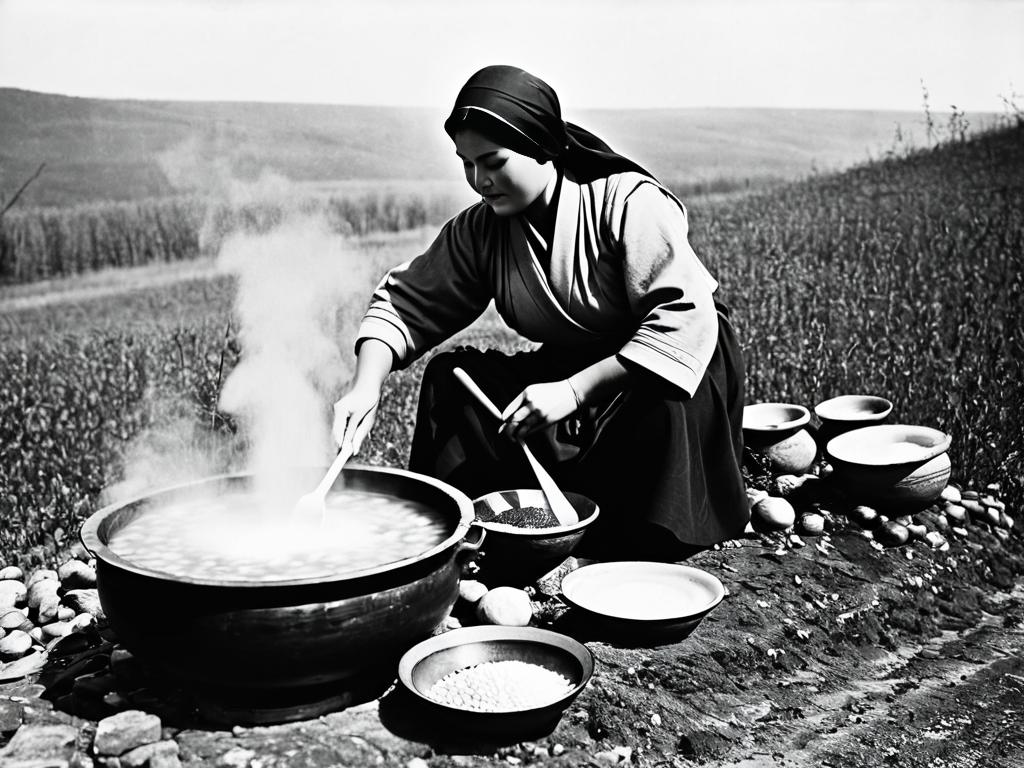 Историческое фото приготовления рассольника