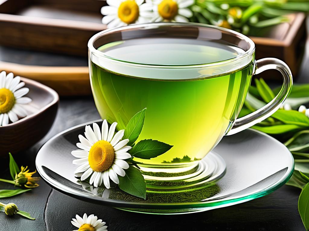 История смешивания зеленого чая и ромашки