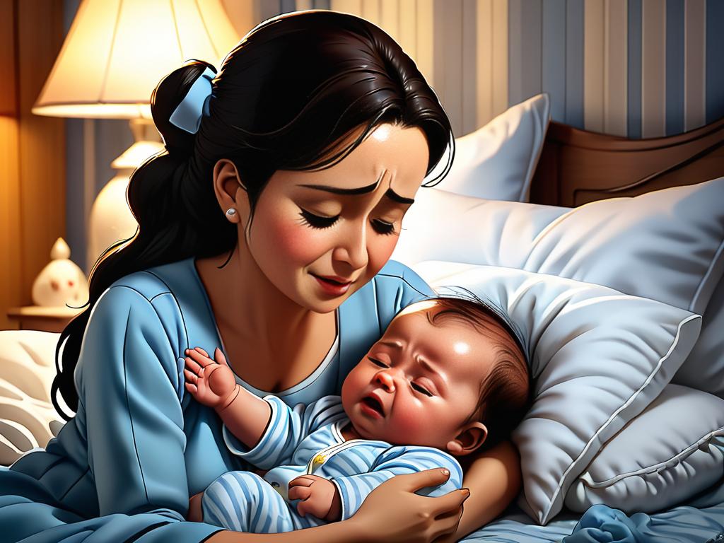 Утешение плачущего младенца мамой