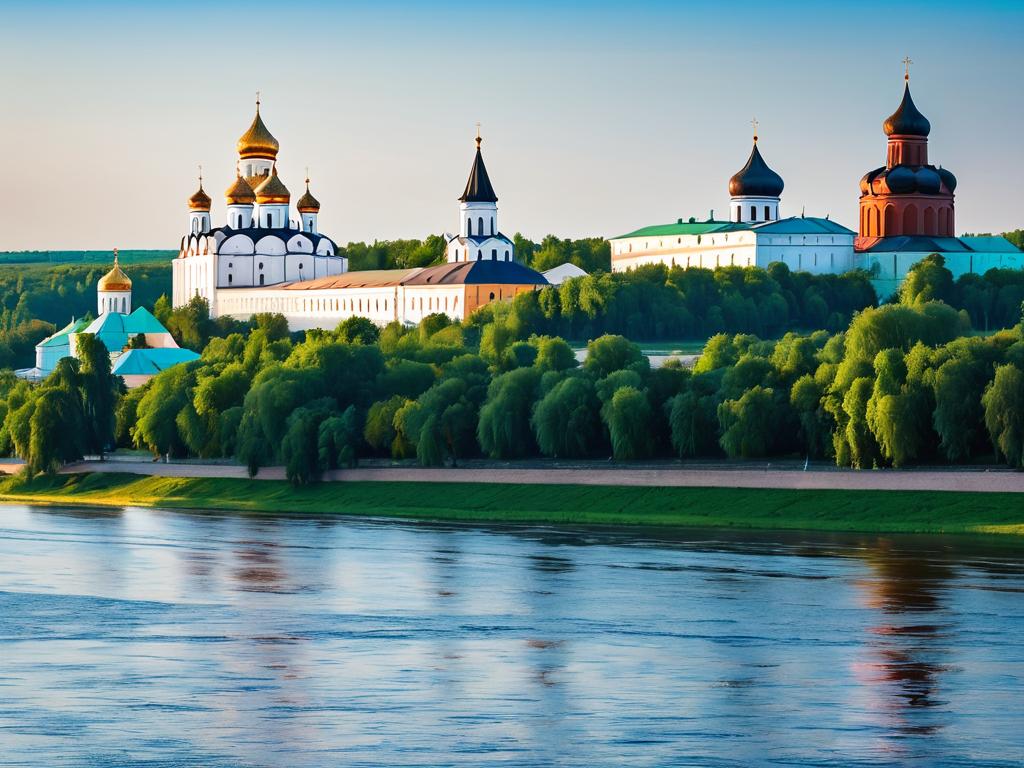 Новгородский кремль на холме над Волховом