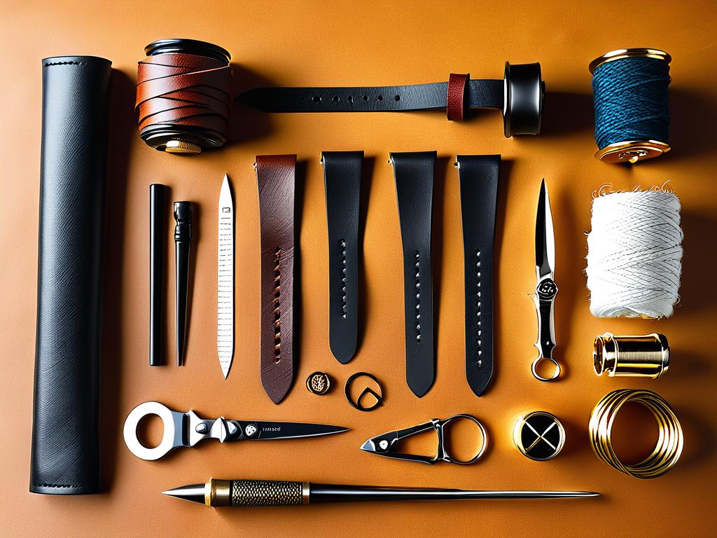 Кожа, нитки, инструменты и приспособления для изготовления ремешка