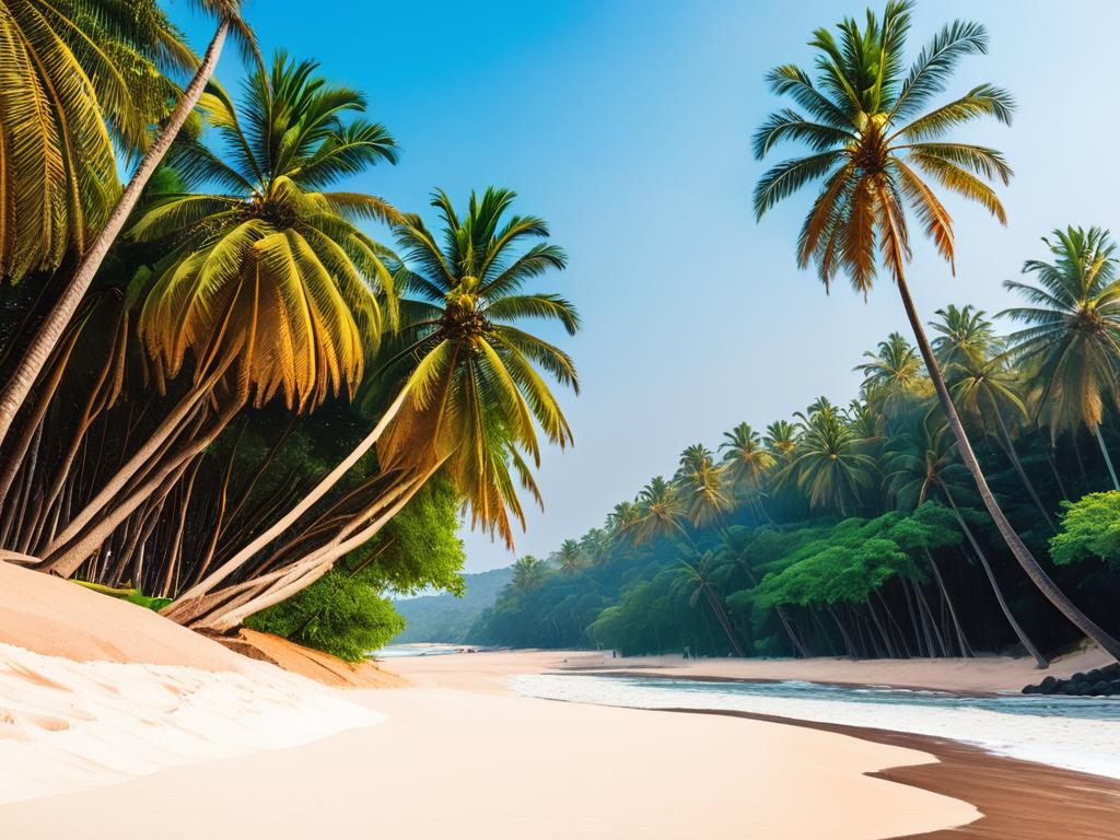 Пляж Варка в Гоа с белым песком и пальмами