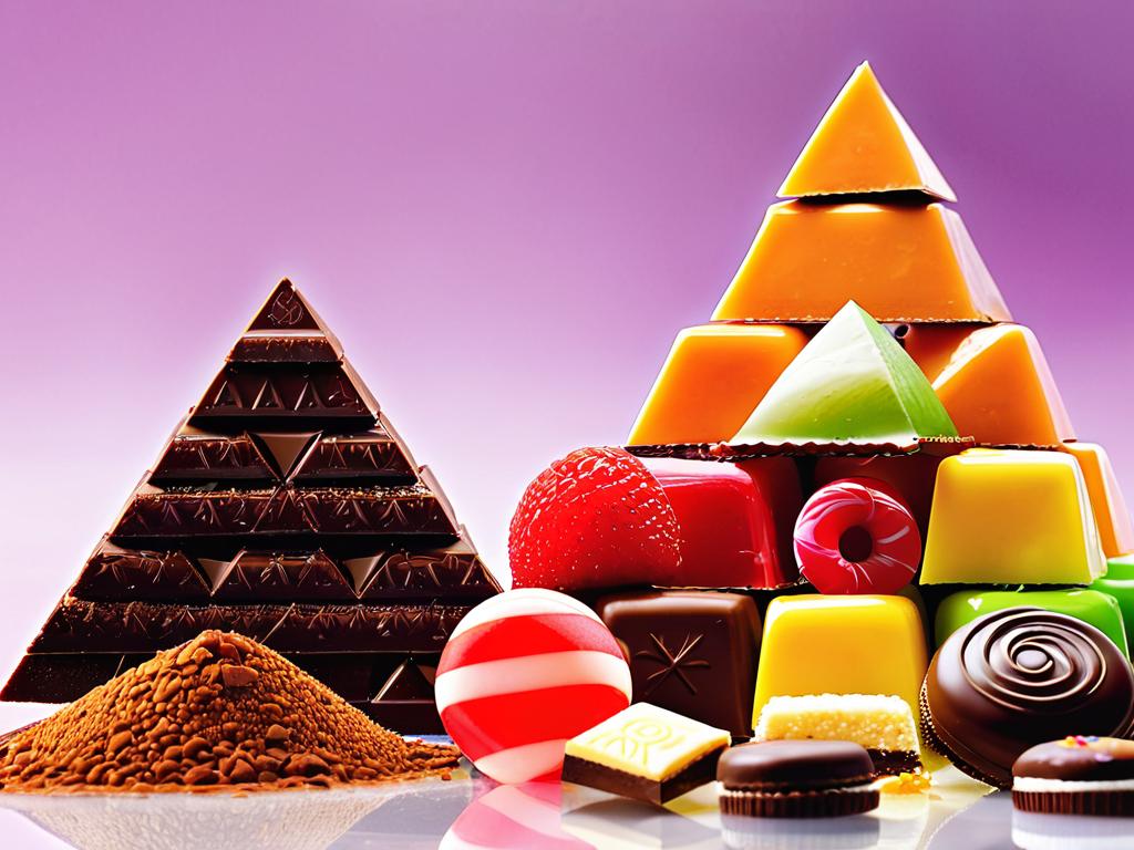 Фото полезных сладостей на фоне пирамид правильного питания