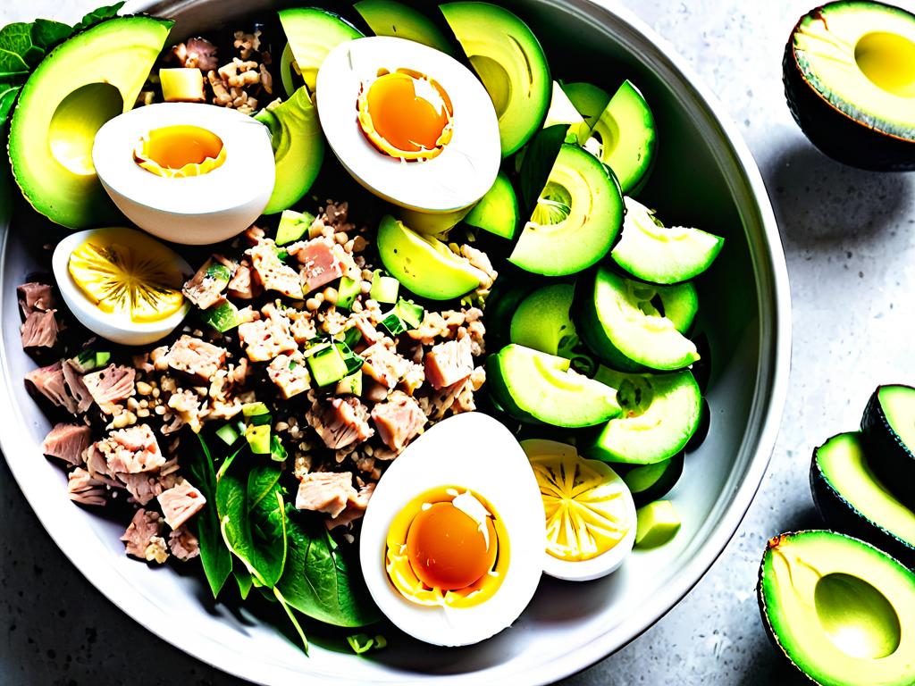 Рецепты салатов с тунцом, авокадо, яйцами и огурцами.