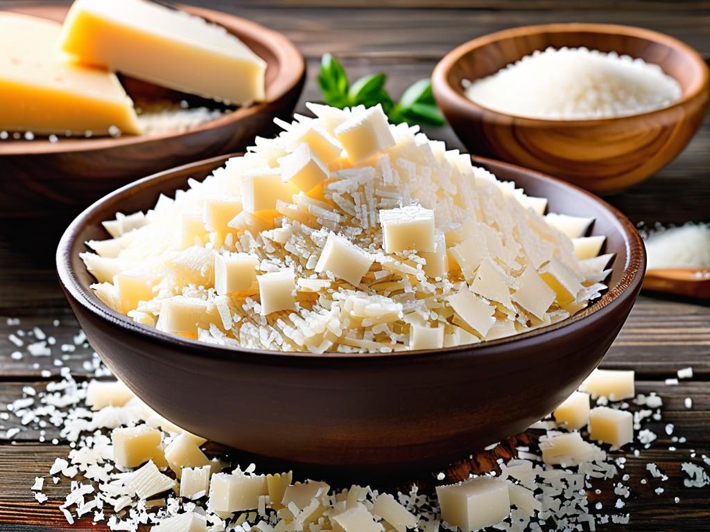 Натертый сыр в миске как основа для сырных шариков