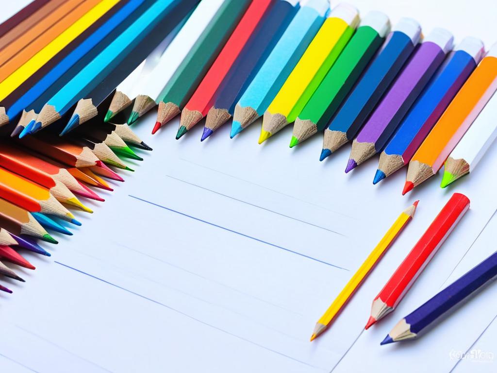 Цветные карандаши и бумага для рисования снеговика подходящие принадлежности