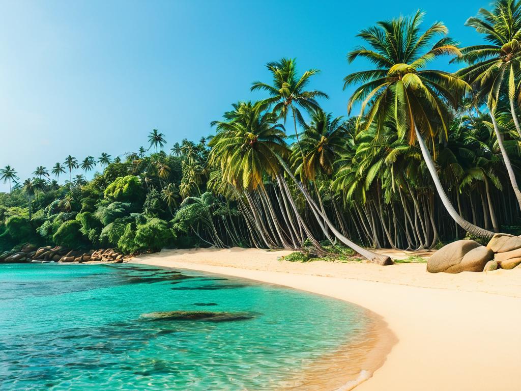 Пальмы на пляже Унаватуны на Шри-Ланке
