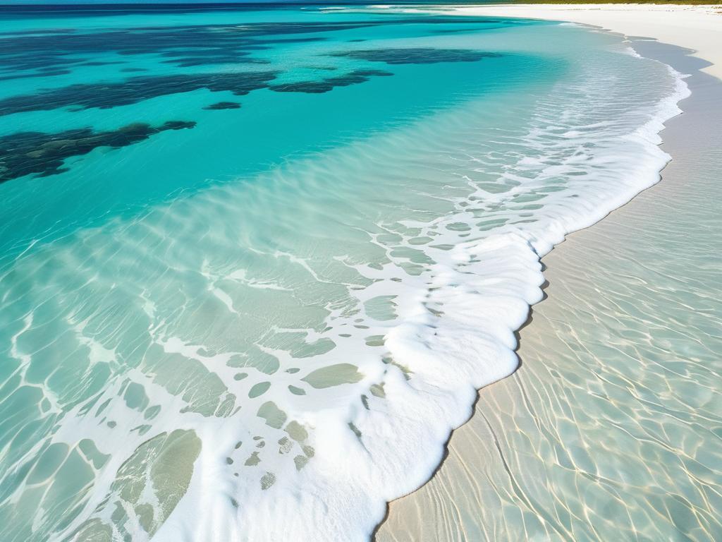 Мелкая бирюзовая вода у белого песчаного пляжа Пхукета