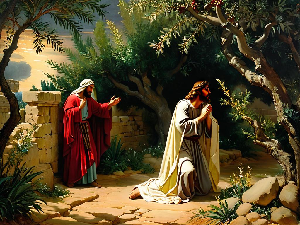 Поцелуй Иуды в Гефсиманском саду в момент предательства Иисуса