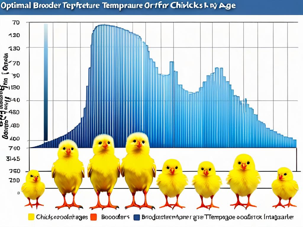 Схема оптимальной температуры в брудере для цыплят разного возраста в днях