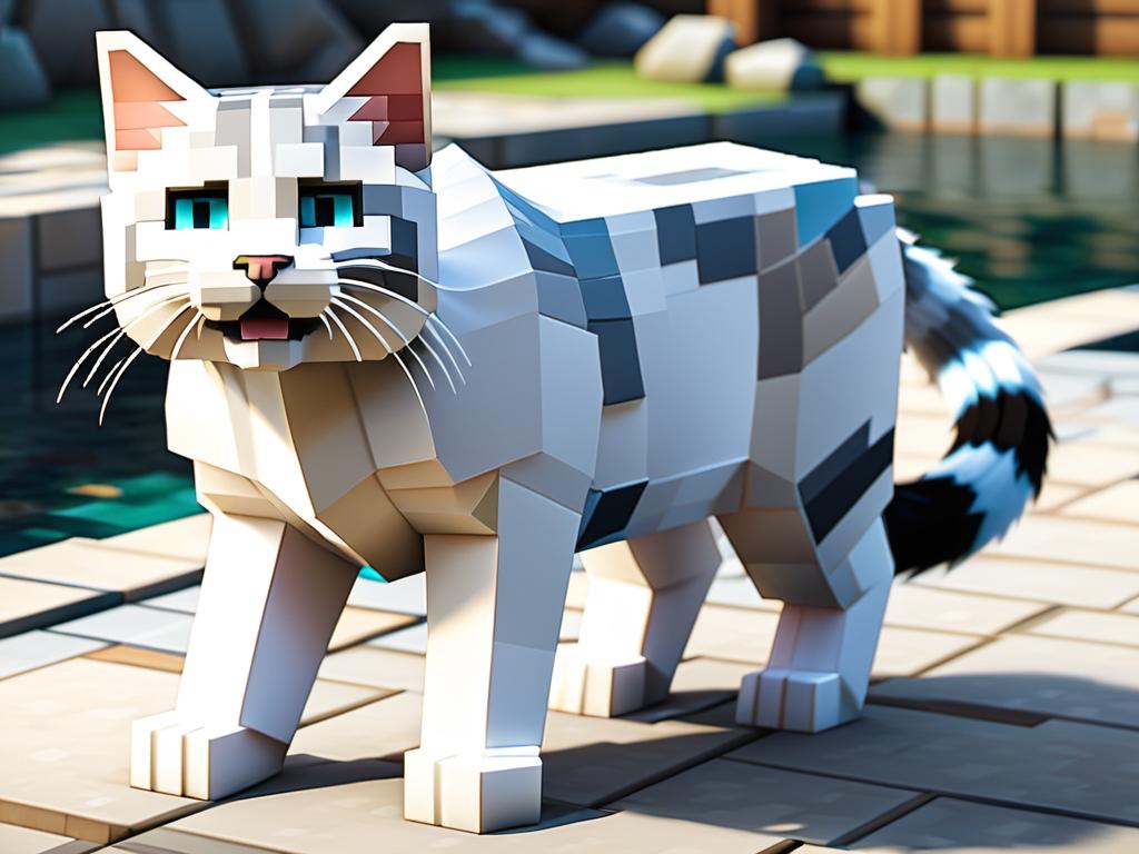 Реалистичная трехмерная модель кошки из мода на Майнкрафт