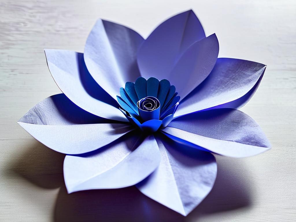 Бумажный цветок из салфетки. Фотография поделки из бумаги.