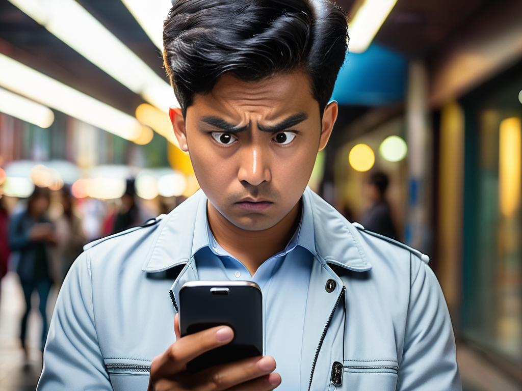 Человек держит смартфон и выглядит обеспокоенным из-за пропажи телефона