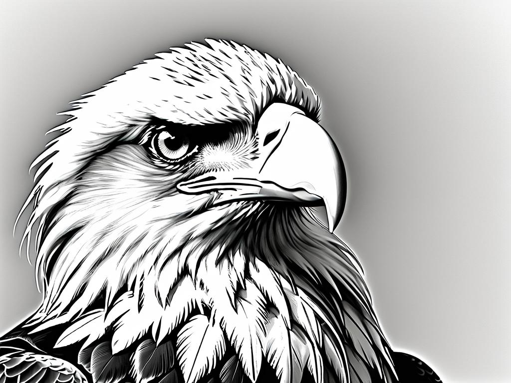 Пошаговое изображение прорисовки деталей орла