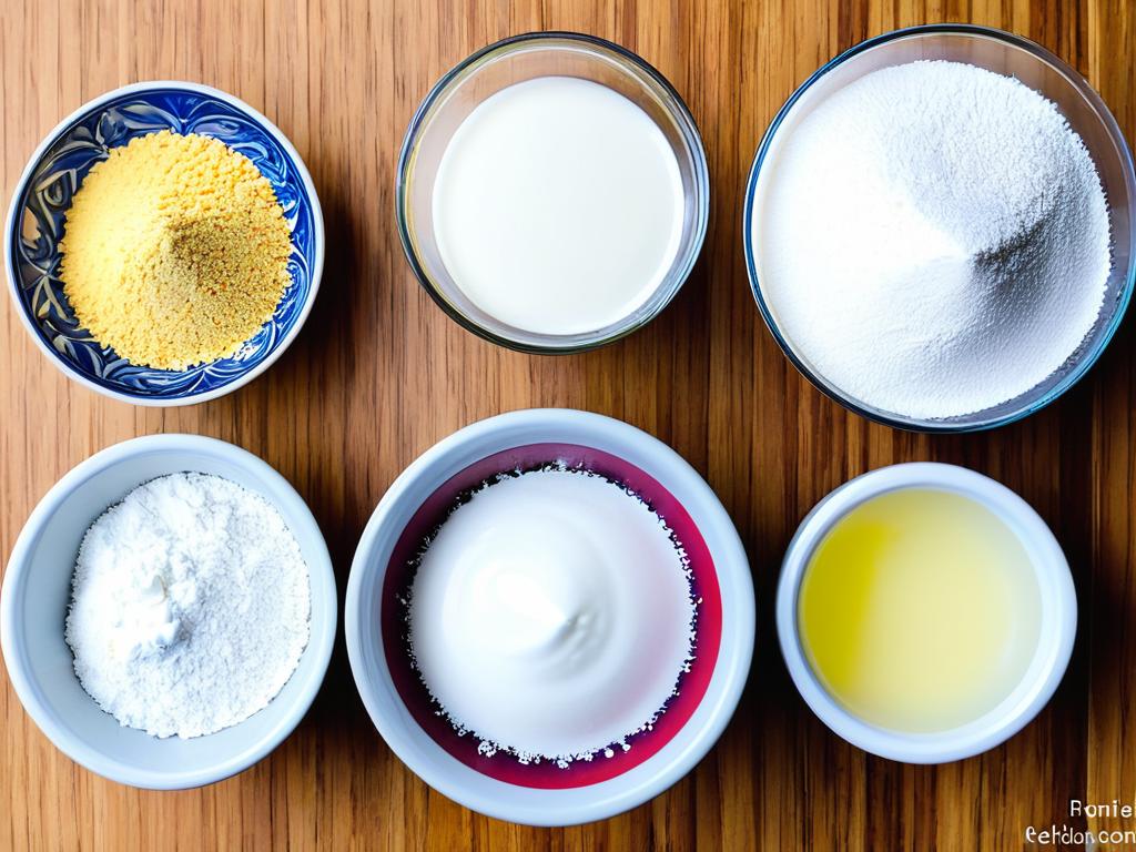 Ингредиенты для приготовления крема: йогурт, сахарная пудра, желатин, ванилин