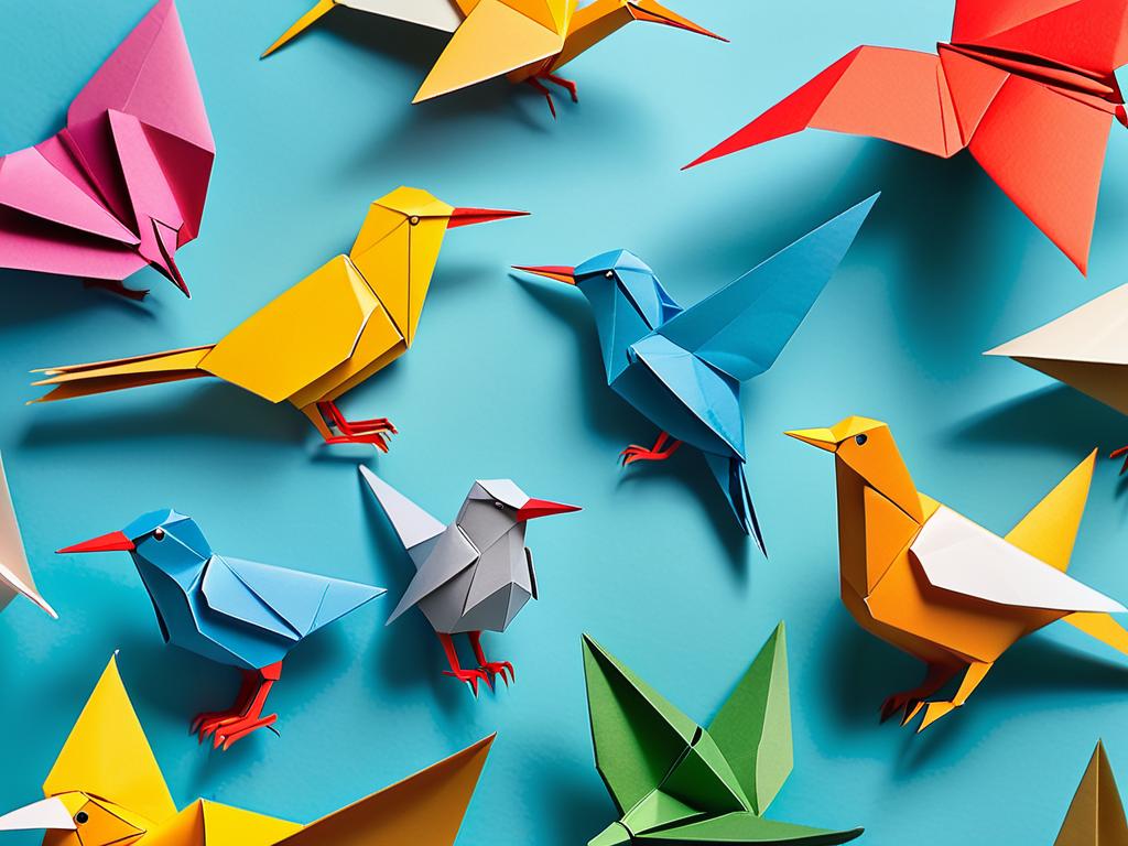 Разные виды поделок из бумаги: оригами-модели животных и птиц, бумажные игрушки, бумажные скульптуры