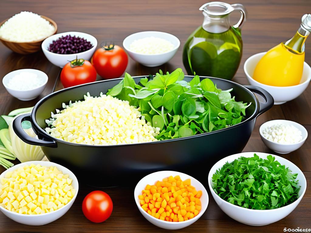 Подготовка ингредиентов для салата. Более 5 слов описания на русском.