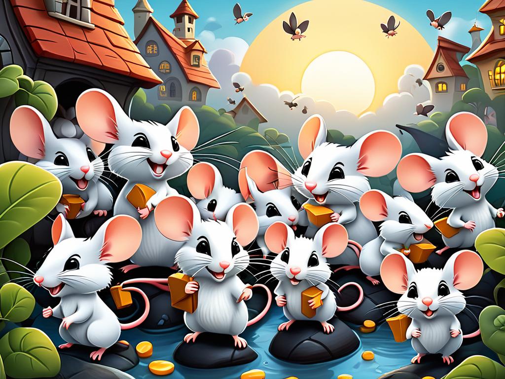 Мультипликационное изображение множества милых мышек