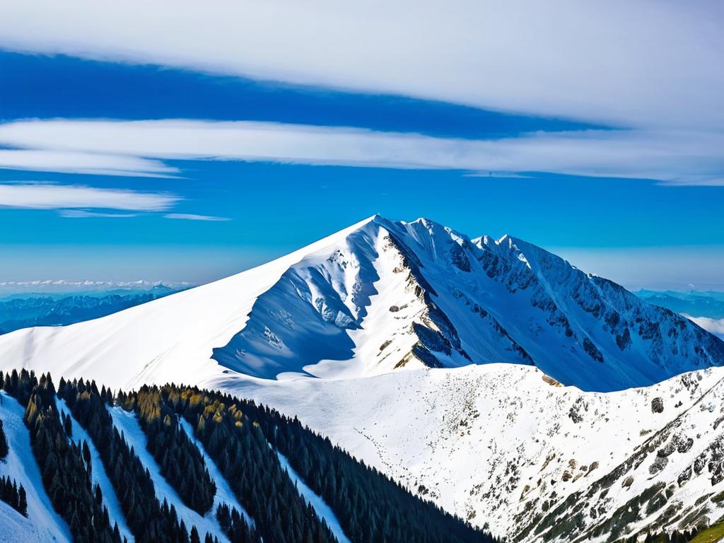 Снежная вершина горы Молдовяну в Румынии - высшая точка Карпат