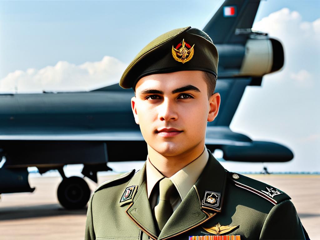 Молодой Александр Лебедь в военной форме у военного самолета