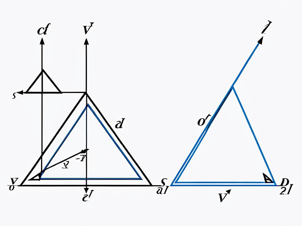 Геометрическая иллюстрация вычитания векторов с использованием метода треугольника