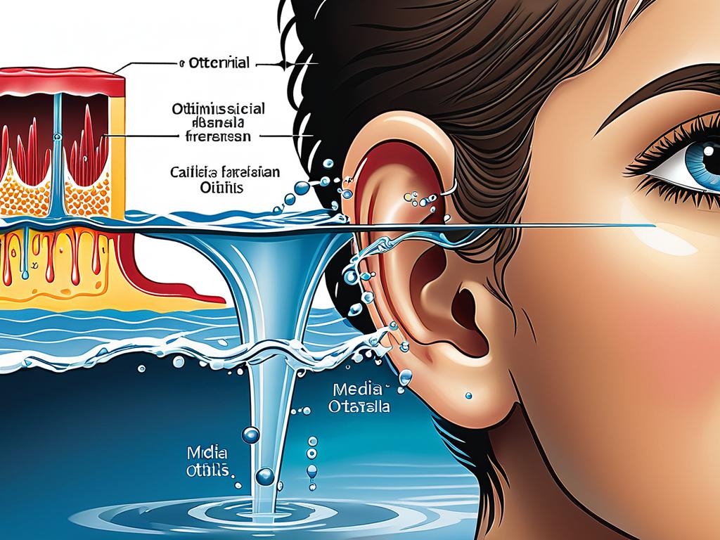 Схема попадания воды в ухо при купании