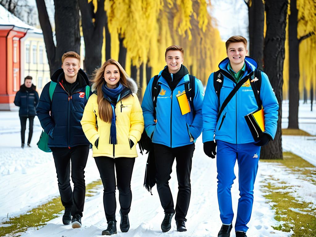 Студенты идут по территории Ярославского государственного университета