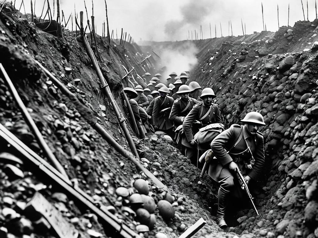 Французские солдаты в окопе во время Верденской битвы 1916 года Первой мировой войны