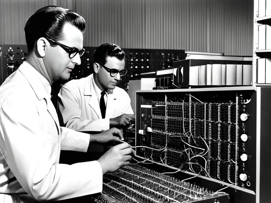 Ученые работают над ранним сетевым оборудованием в 1950-х годах