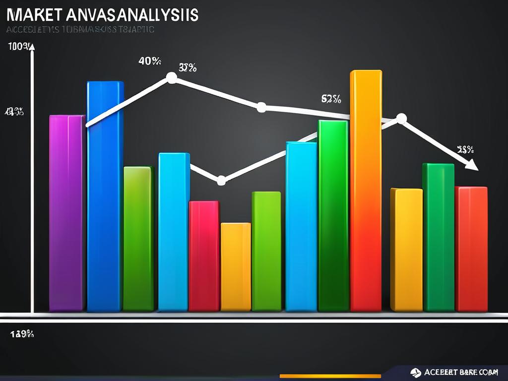График анализа рынка с растущими столбцами, показывающий тенденцию роста и ускорение темпов.