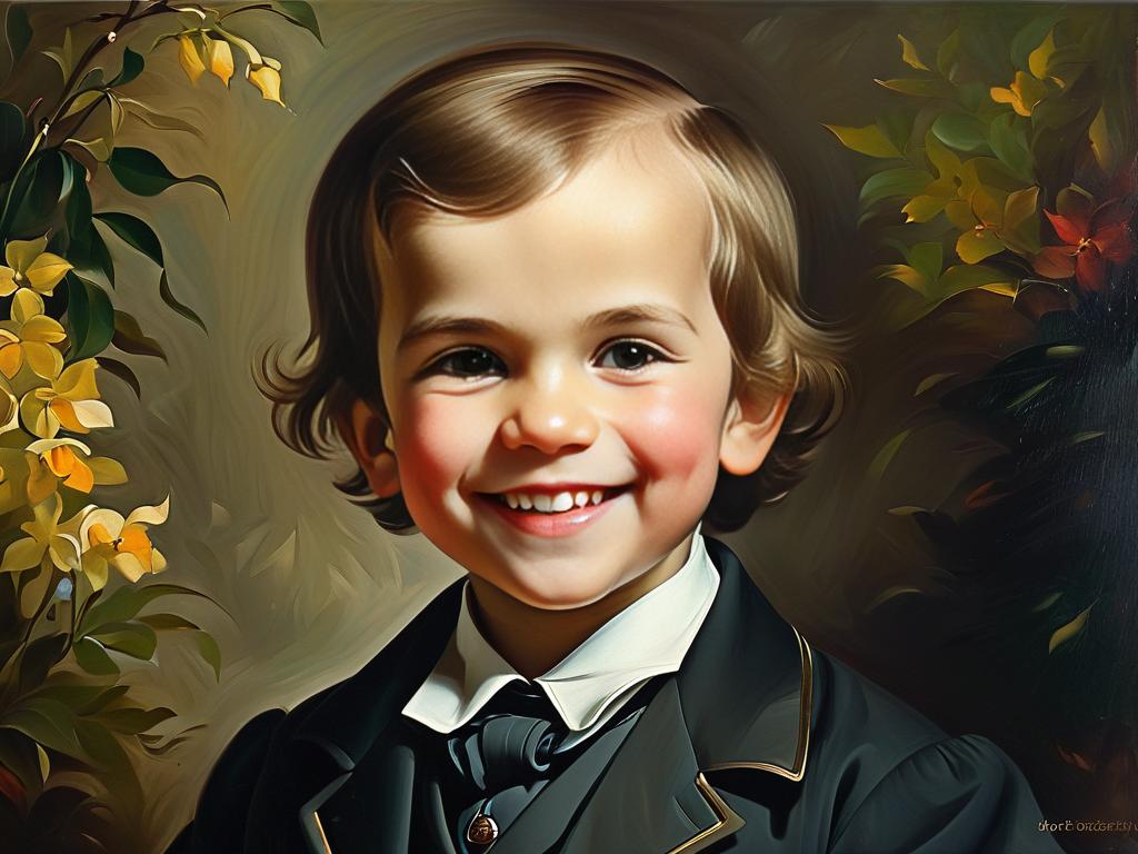 Детский портрет улыбающегося Федора Достоевского