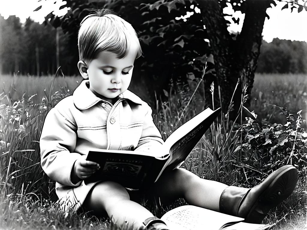 Жуковский в детстве читает книгу на природе