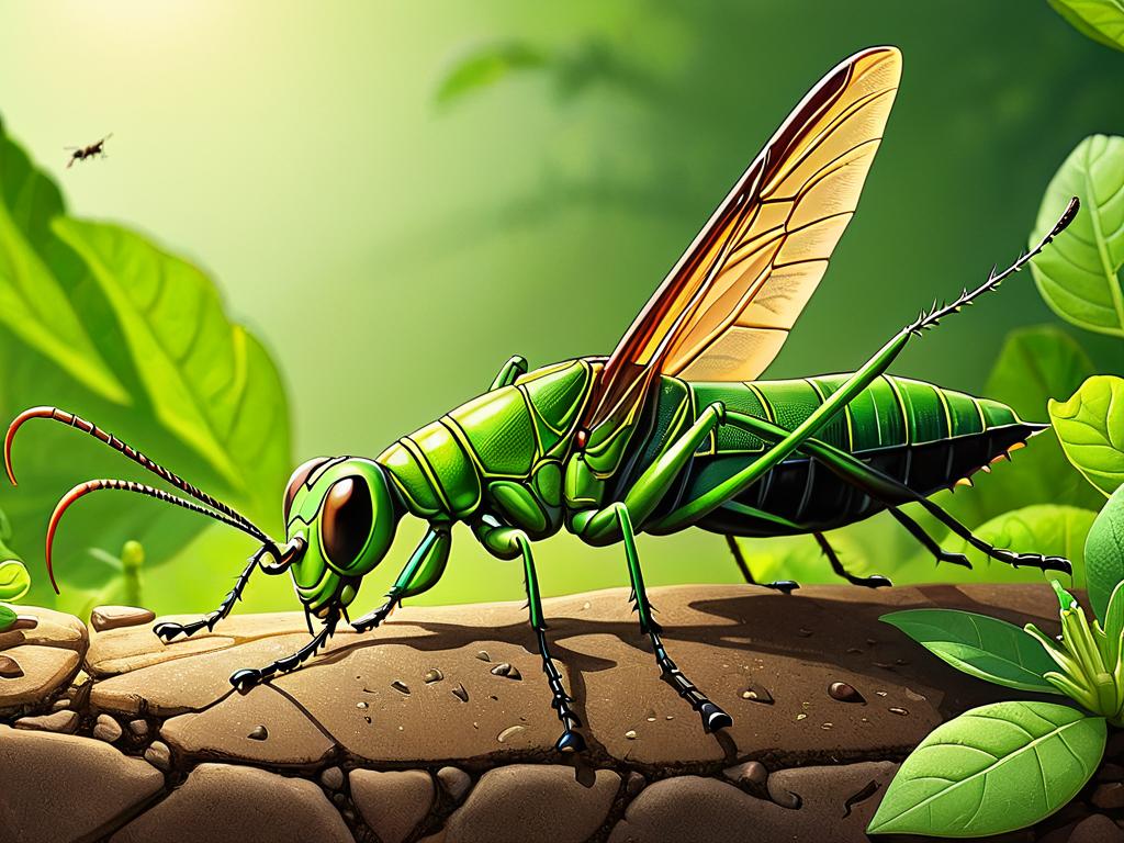 Иллюстрация к басне со стрекозой и муравьем и поучительным смыслом о трудолюбии