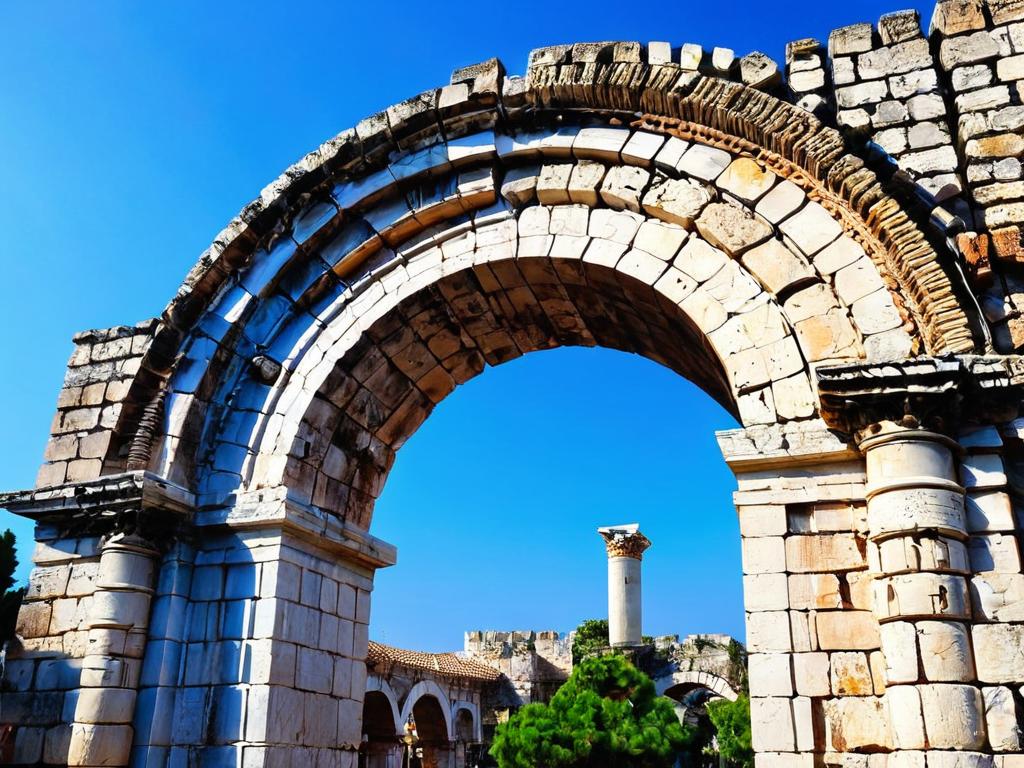 Триумфальная Адрианова арка на фоне голубого неба