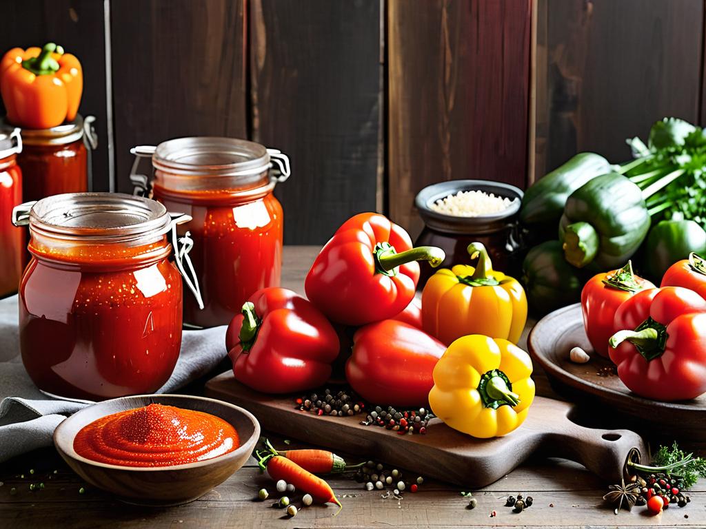 Ингредиенты для аджики - перец болгарский, морковь, помидоры, чеснок