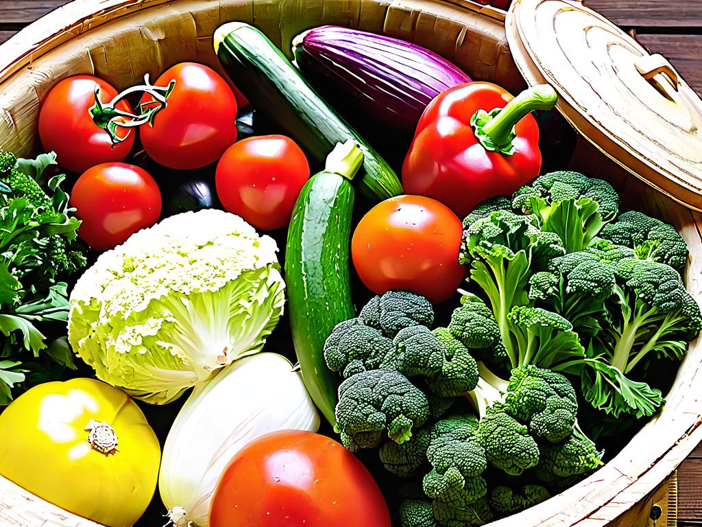 Разнообразный ассортимент свежих овощей для домашних салатов и консервации
