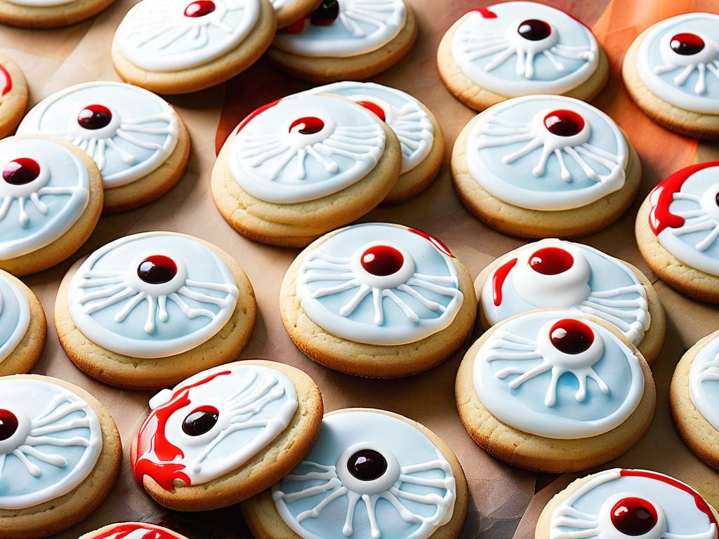 Фото печенья с белыми глазами и красными прожилками