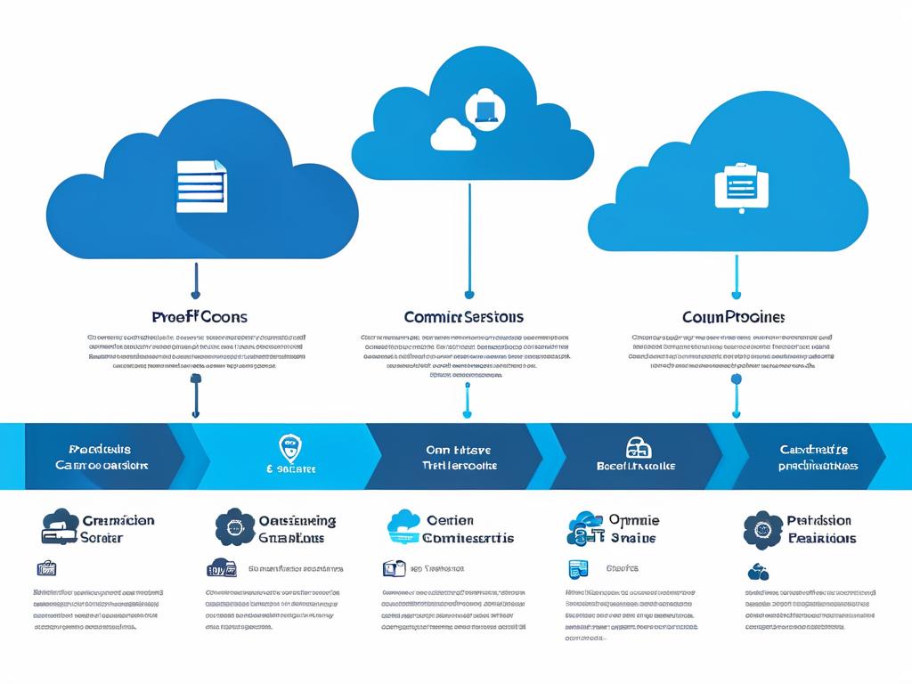 Иконки облачной и коробочной CRM с кратким описанием плюсов и минусов