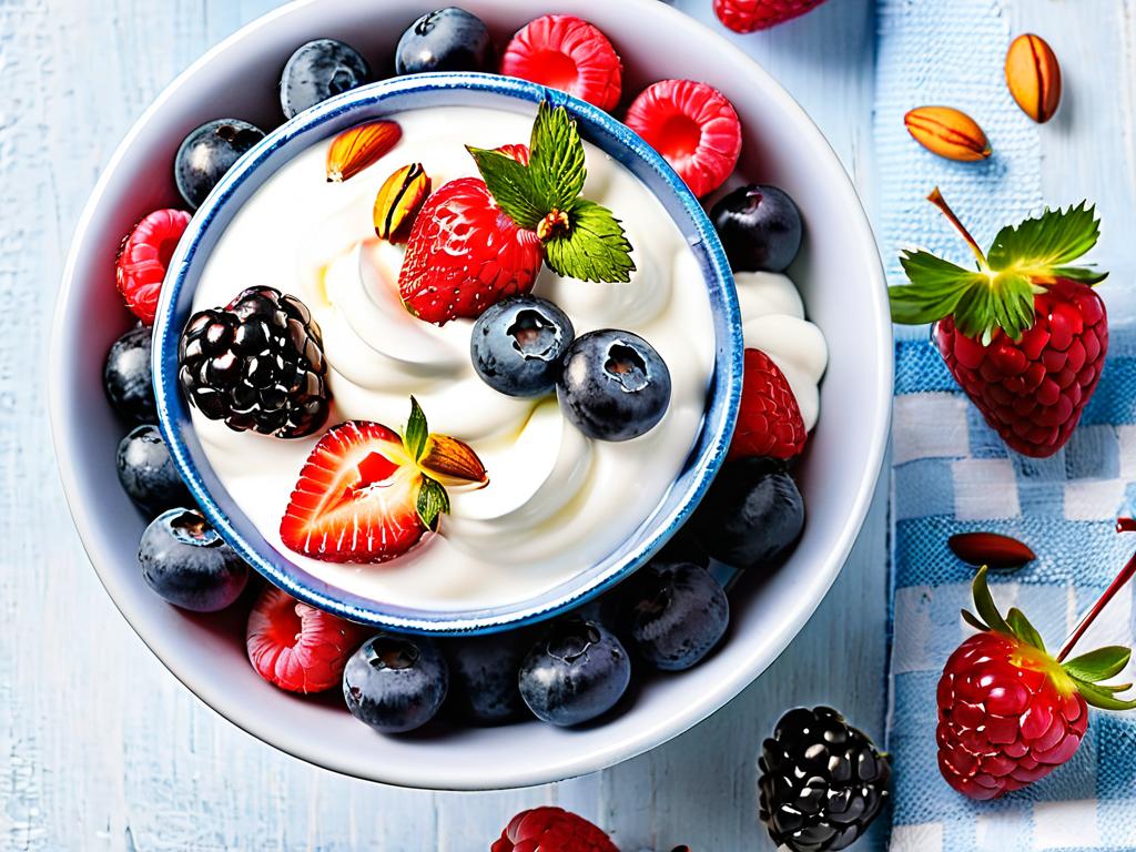 Греческий йогурт с ягодами