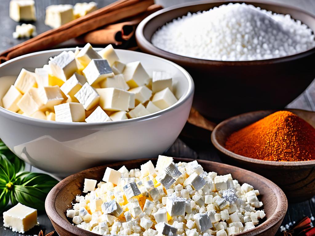 Ингредиенты для приготовления творожного сыра - соль и специи