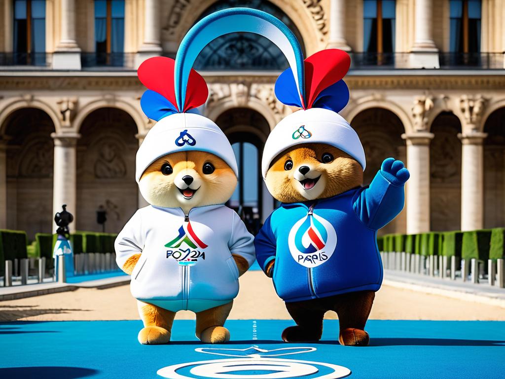 Фотография талисманов Олимпиады 2024 года в виде фригийских колпаков