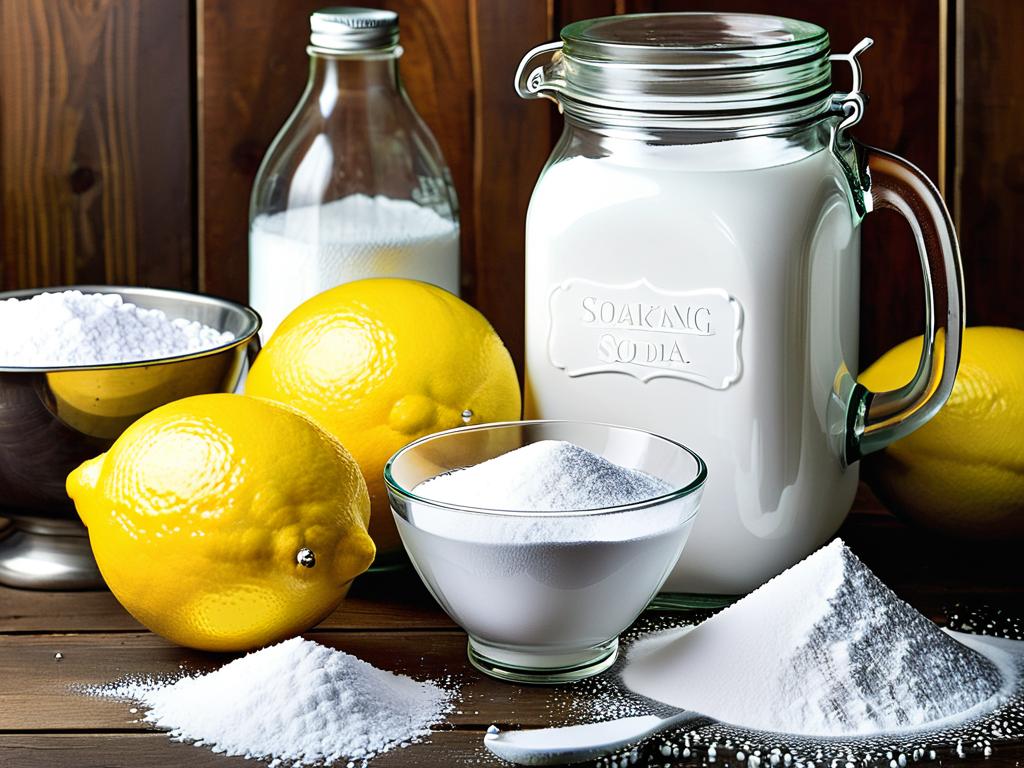 Ингредиенты сода и лимонная кислота для домашнего лимонада