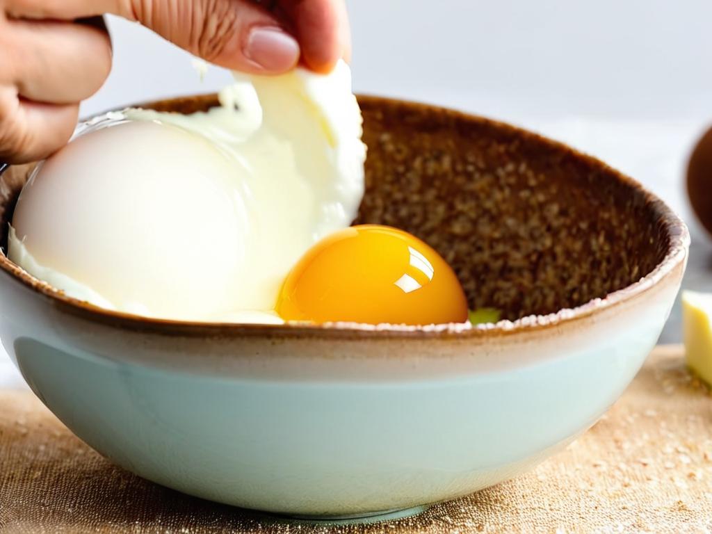 Взбитое яйцо в миске для связывания ингредиентов котлет