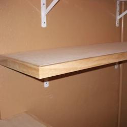 wooden shelving in garage