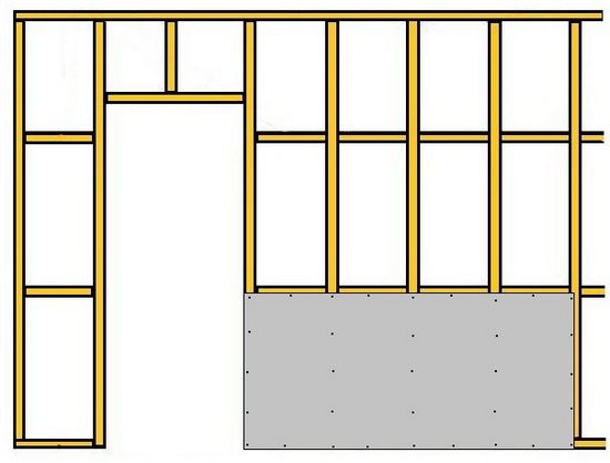 стена с дверью из гипсокартона в квартире