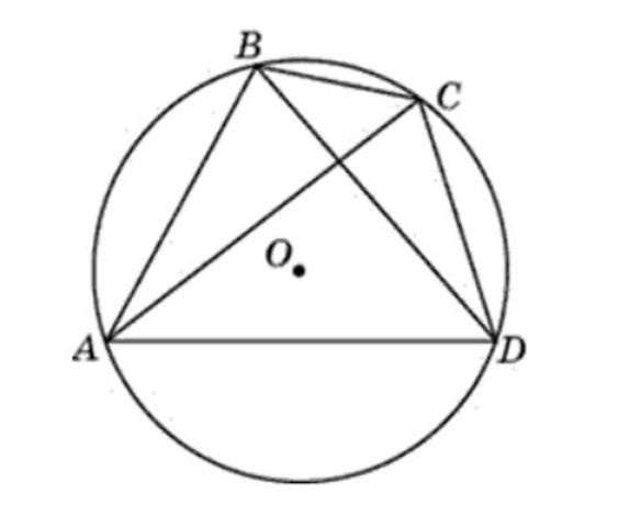 Четырехугольник авсд вписан в окружность диаметра ас найдите углы четырехугольника если дуга bc 100