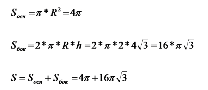 площадь боковой поверхности цилиндра