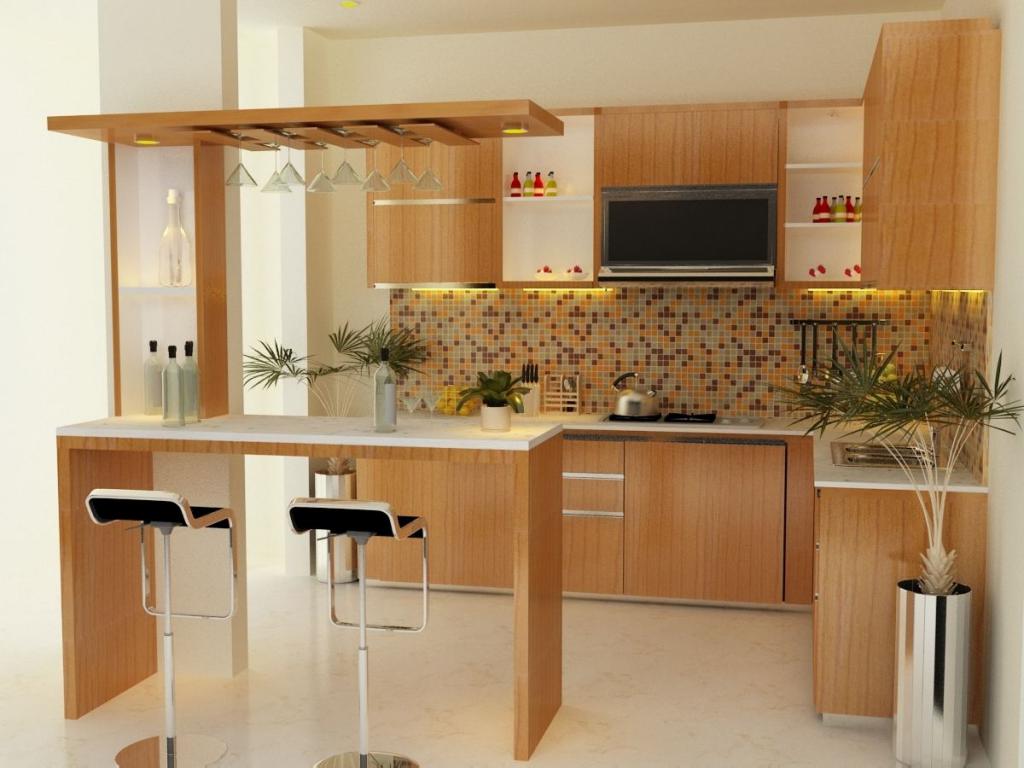Кухня студия с барной стойкой дизайн