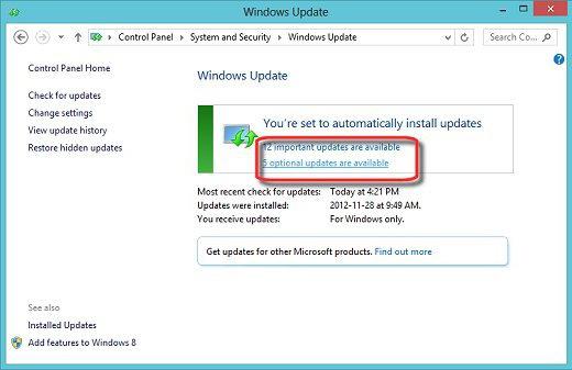 Отключить обновления windows 8
